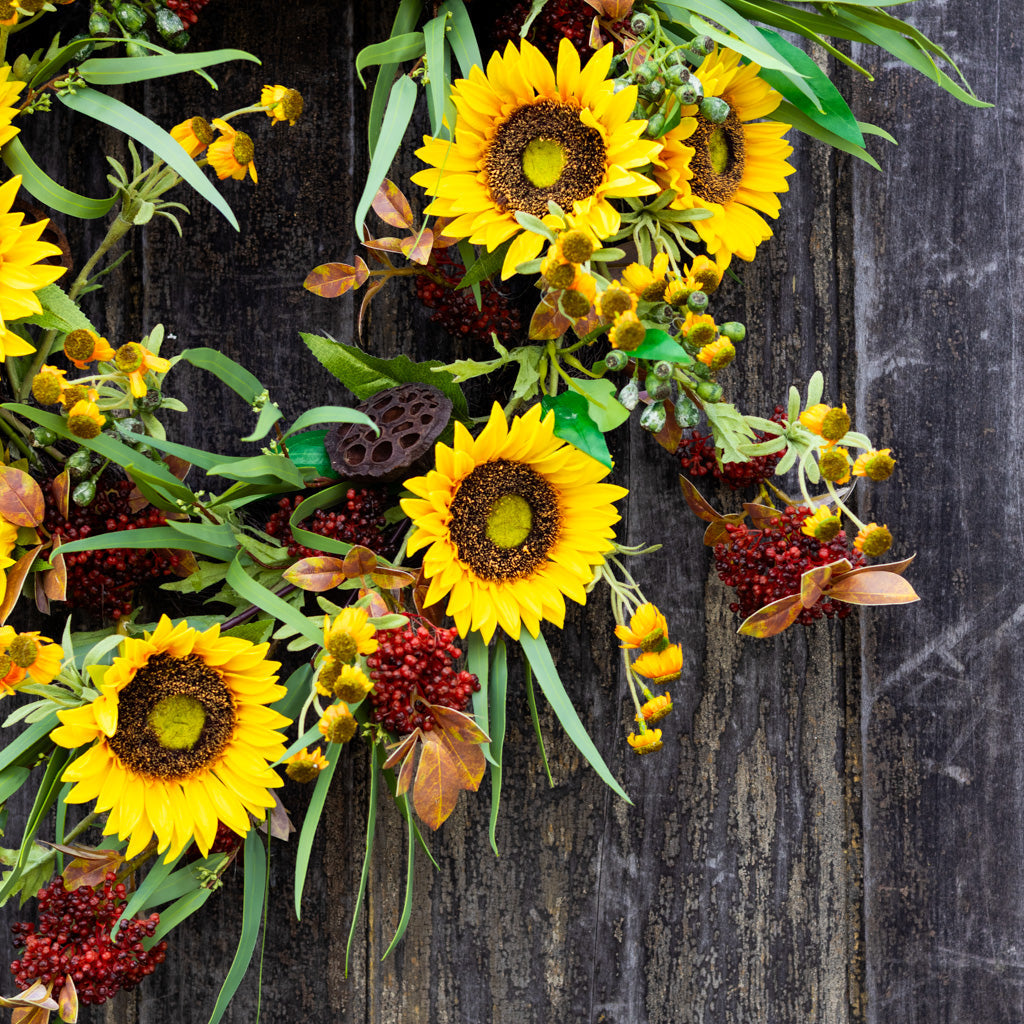 Sunflower Harvest Wreath Branches Designs