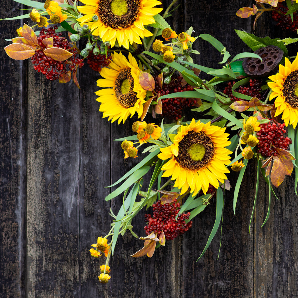 Sunflower Harvest Wreath Branches Designs