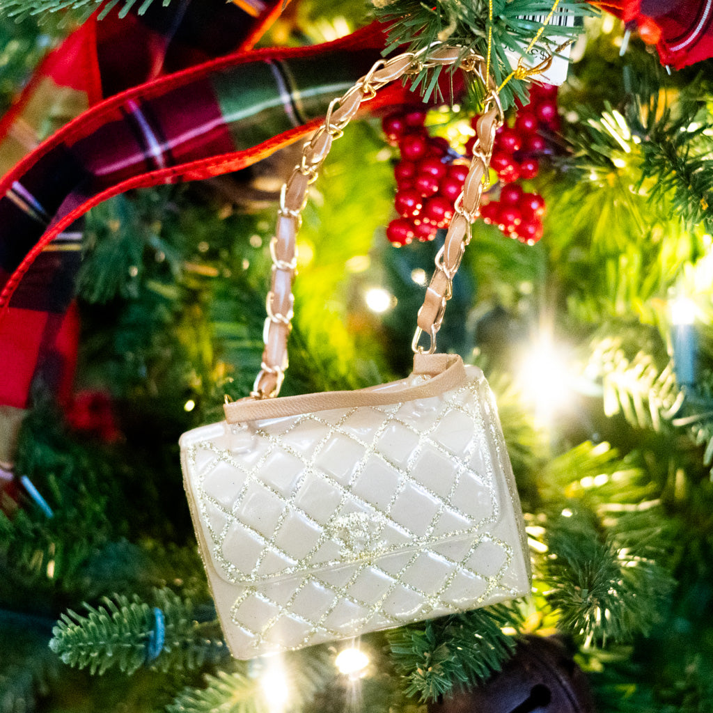 Luxury Tan Gold Handbag Glass Ornament Branches Designs
