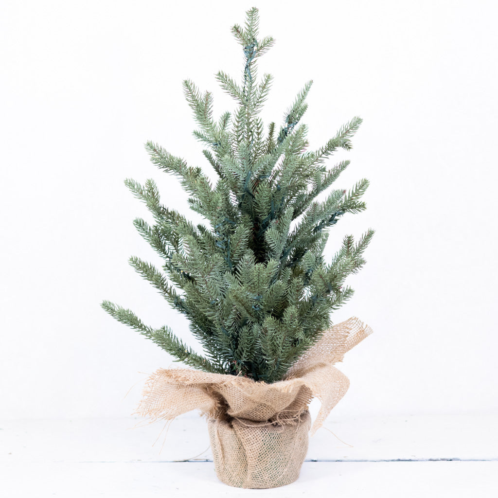 2 ft. Pre Lit Spruce Tree in Potted Burlap Branches Designs