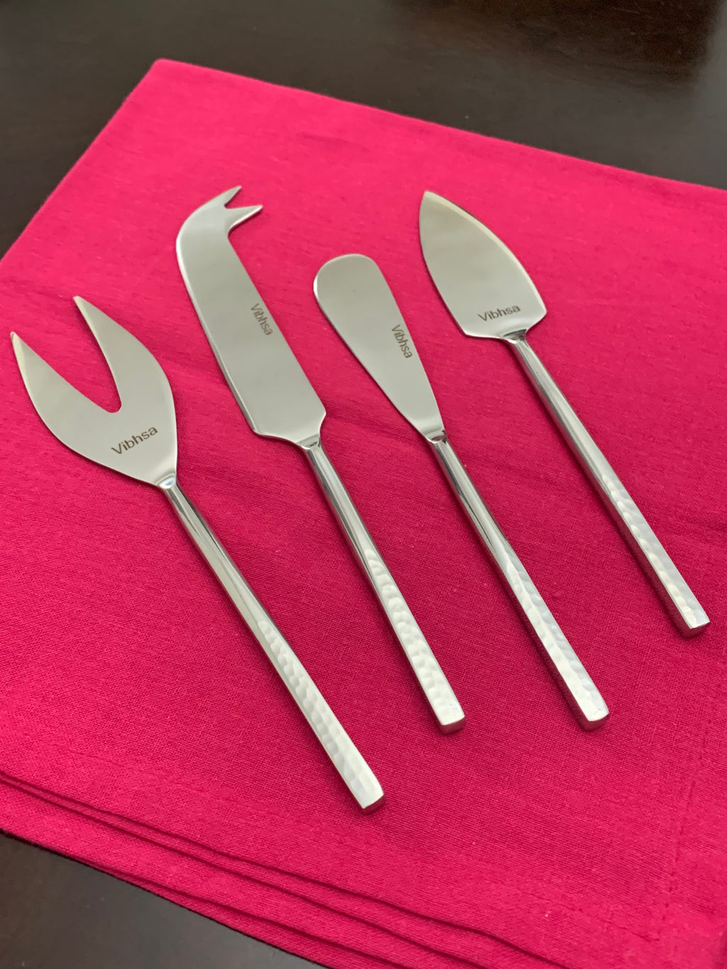 Silver Cheese knives set of 4 Stainless Steel Silver Vibhsa