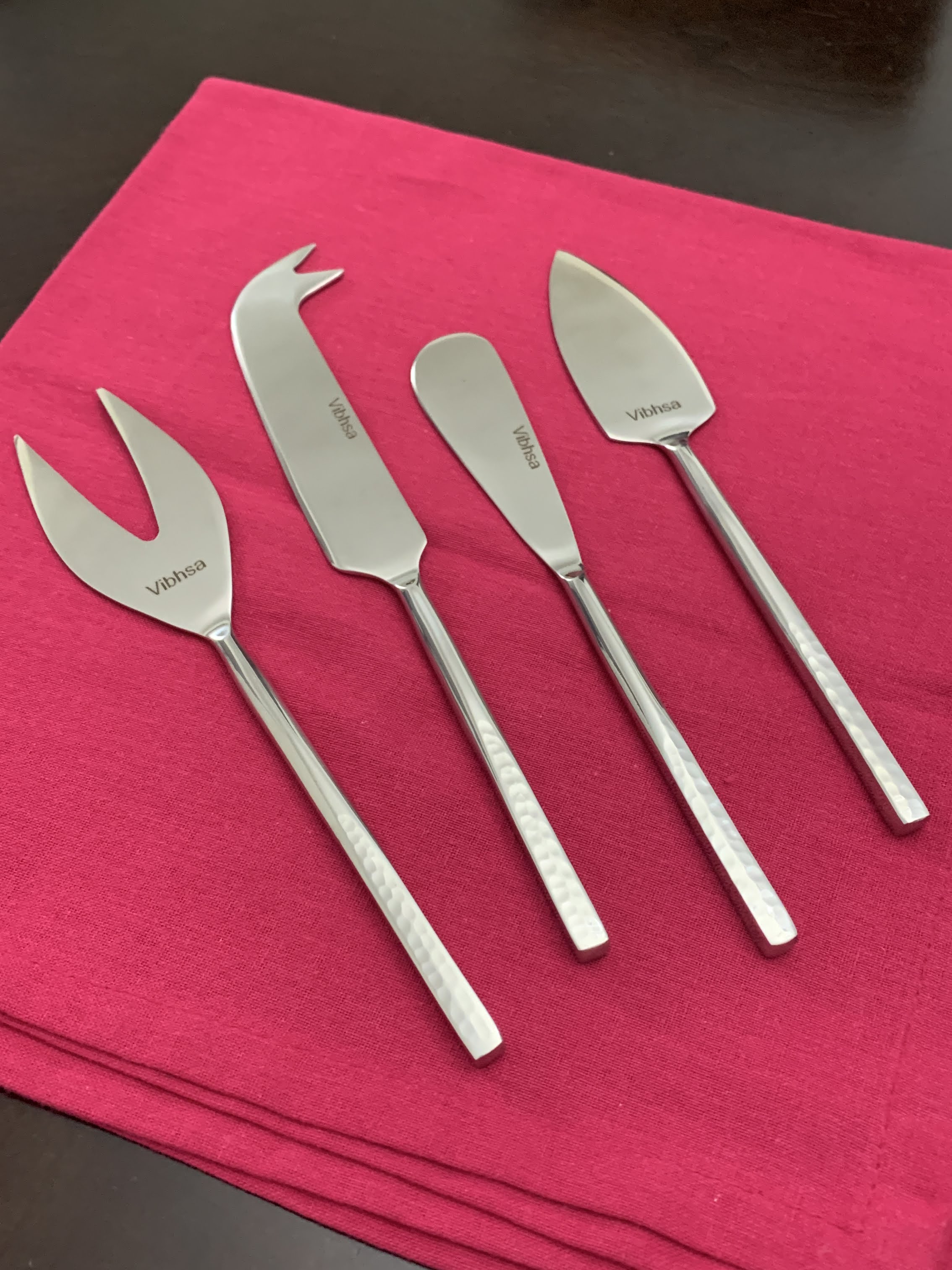 Silver Cheese knives set of 4 Stainless Steel Silver Vibhsa