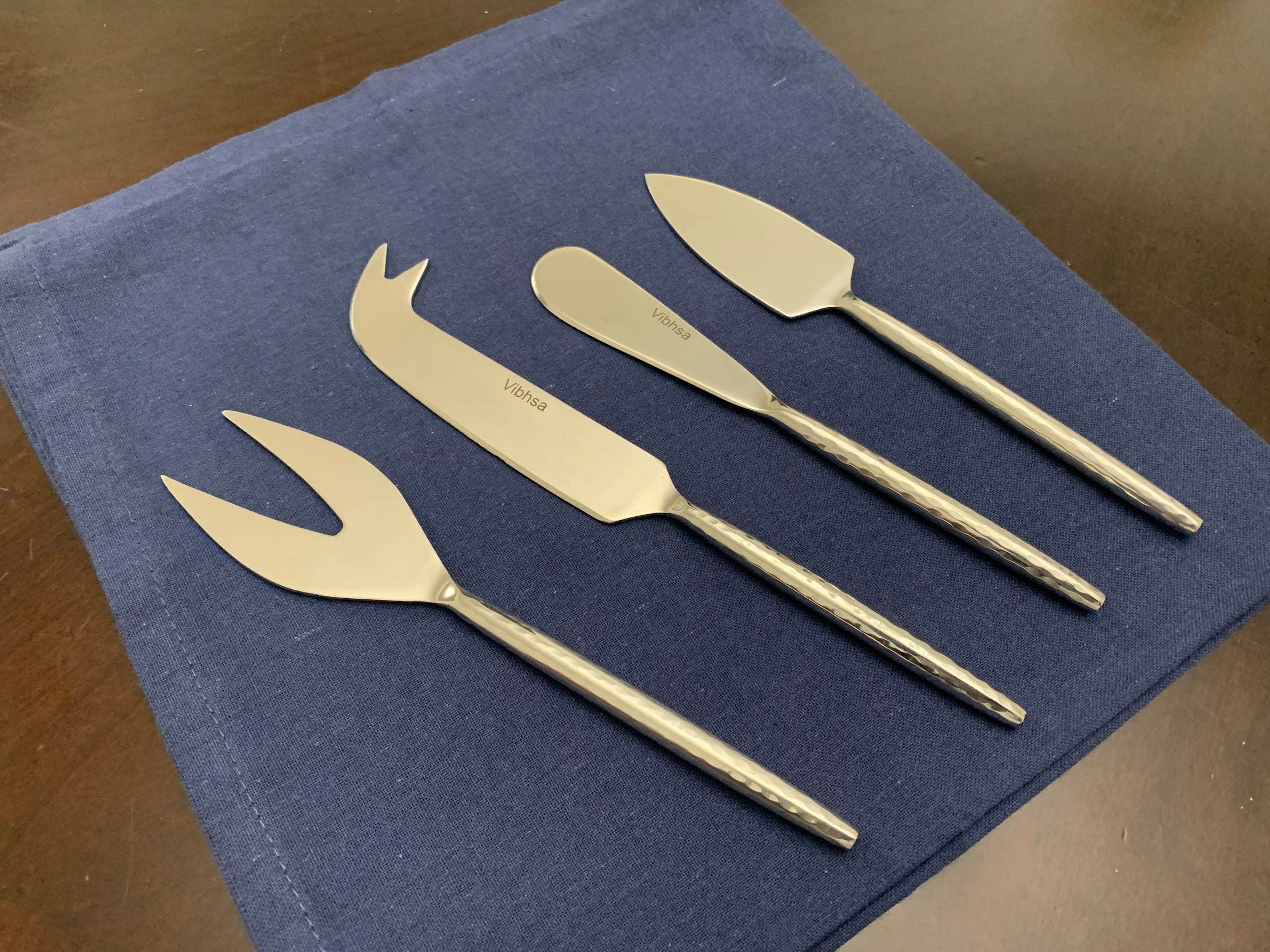 Silver Cheese knives set of 4 Stainless Steel Silver Vibhsa