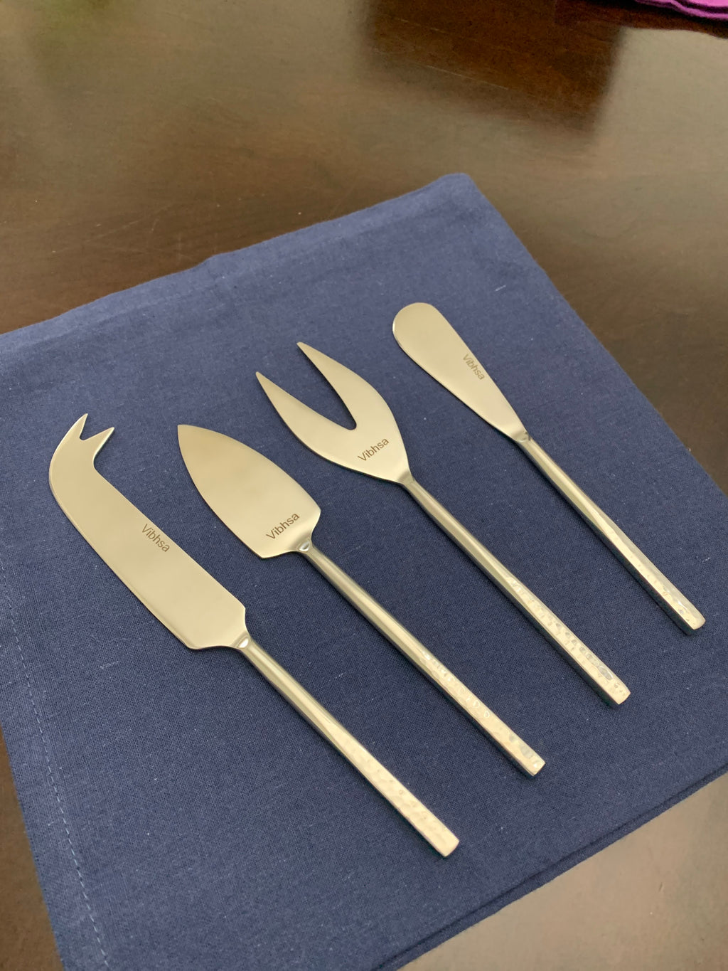Silver Cheese knives set of 4 Stainless Steel Silver Vibhsa