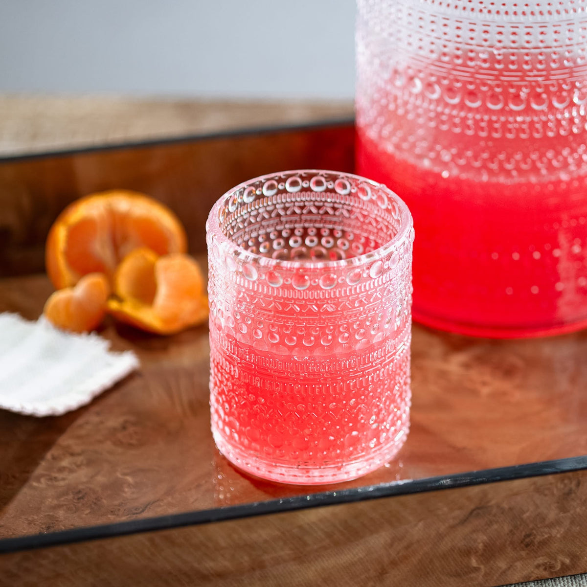 Short Clear Melamine Dot Drinking Glasses | Set of 4 Rust & Cinder