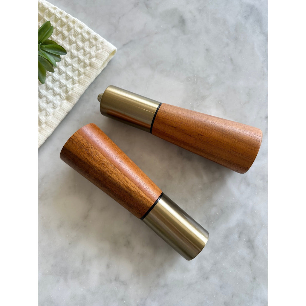 Portofino Acacia Salt and Pepper Grinders – Modern Wooden Kitchen Set Busa Designs