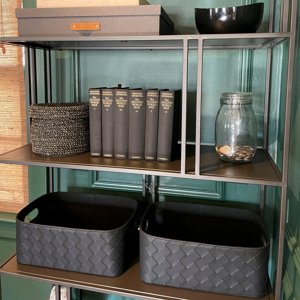 Leather Woven Bin (Black) Horderly