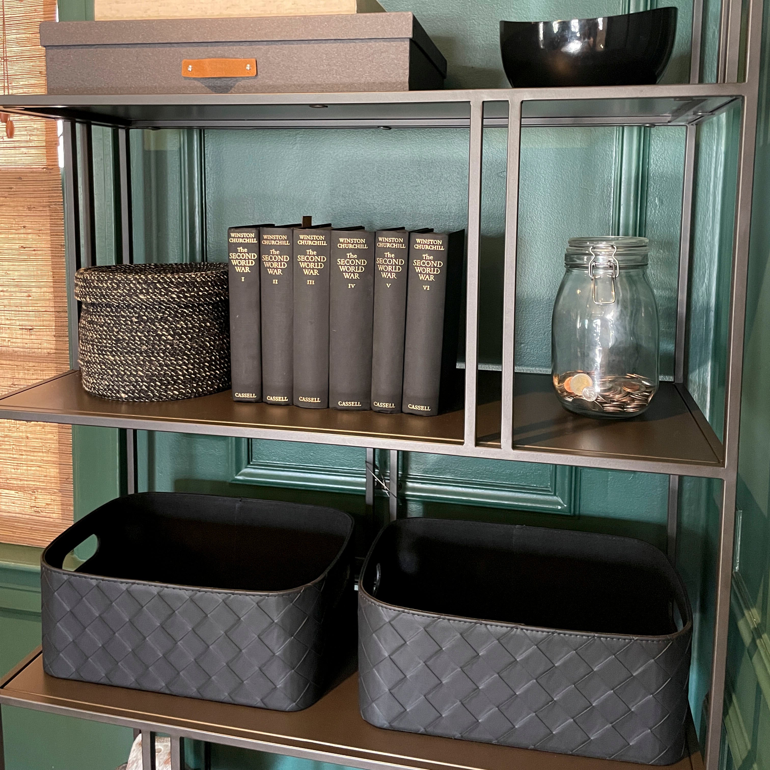 Leather Woven Bin (Black) Horderly