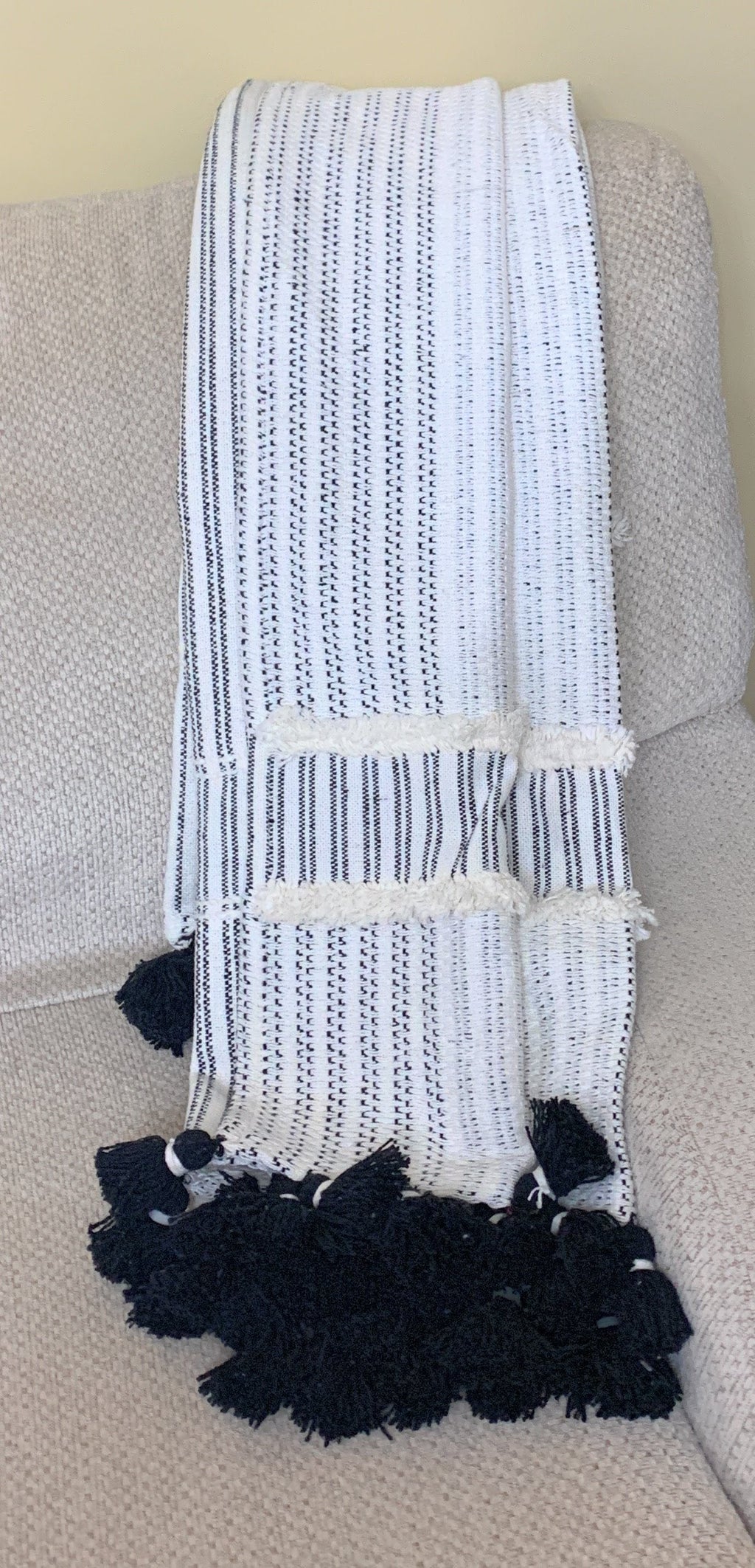Hand loom Woven Textured Throw Black & Off White Vibhsa