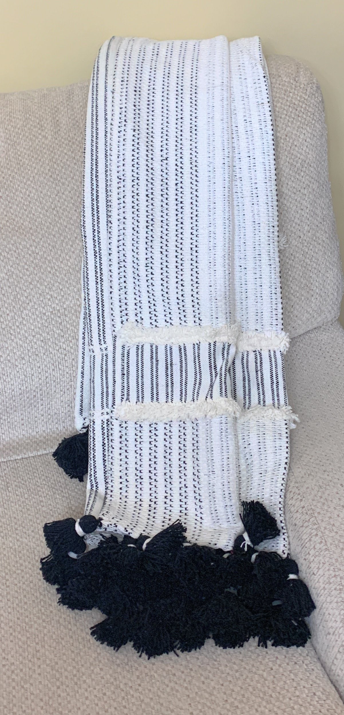 Hand loom Woven Textured Throw Black & Off White Vibhsa