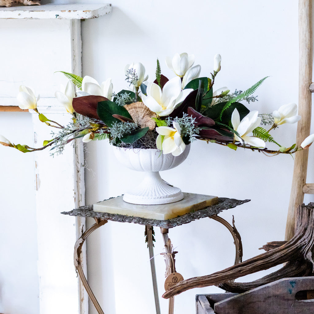 White Saucer Magnolia Elongated Centerpiece Drop In Branches Designs