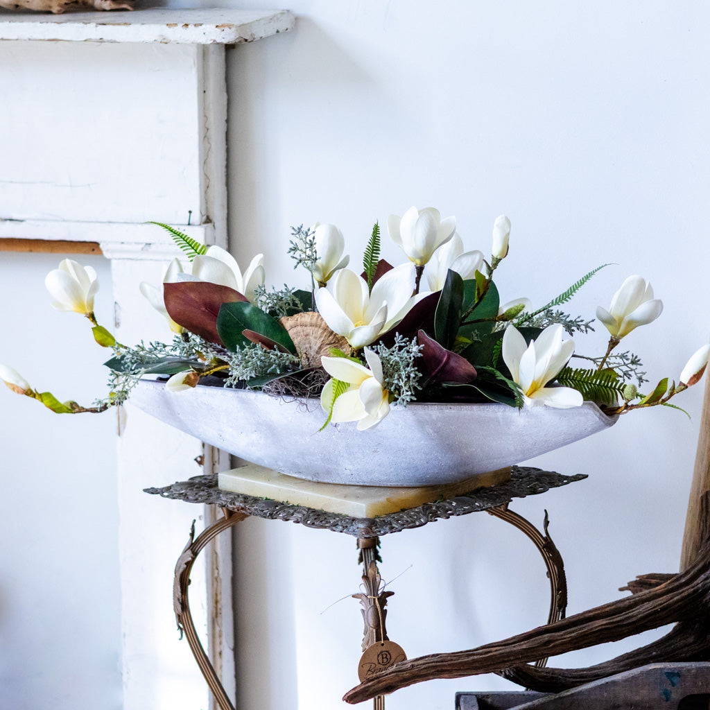 White Saucer Magnolia Elongated Centerpiece Drop In Branches Designs
