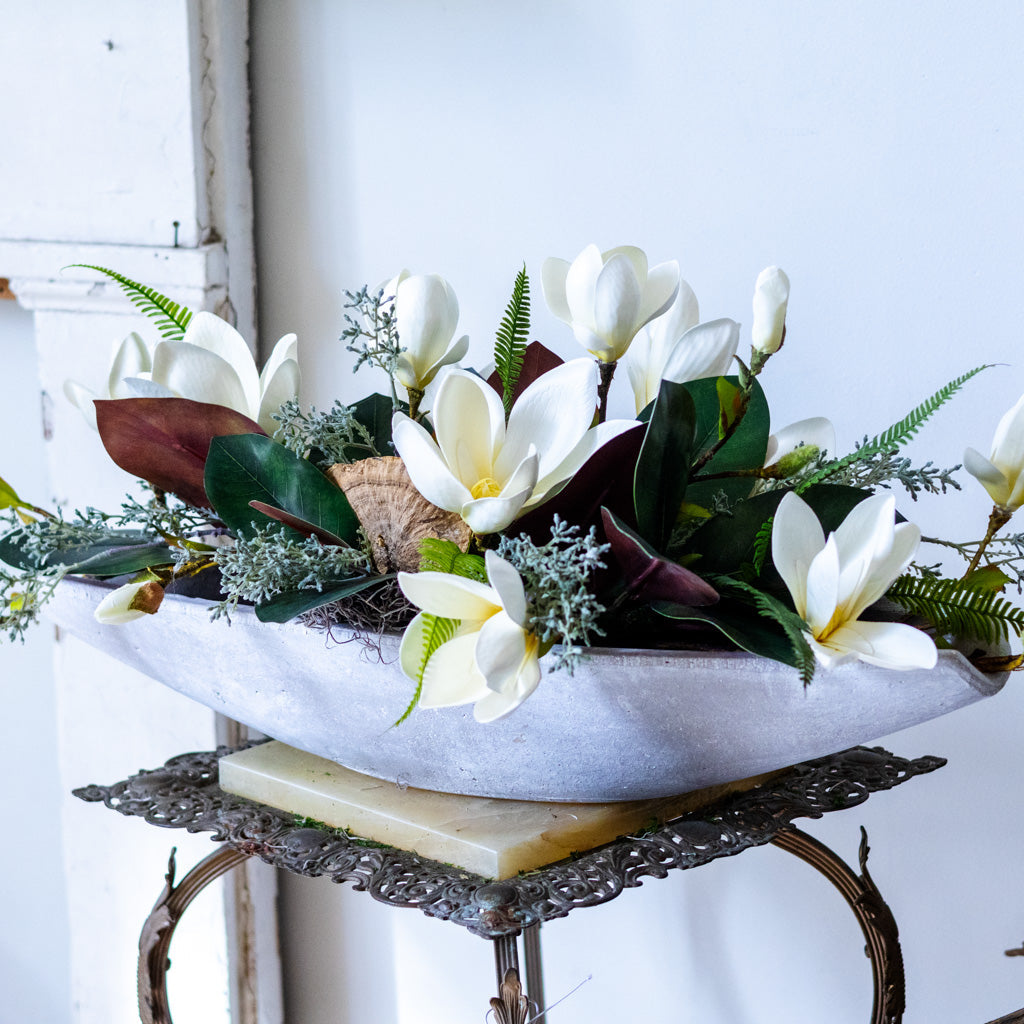 White Saucer Magnolia Elongated Centerpiece Drop In Branches Designs