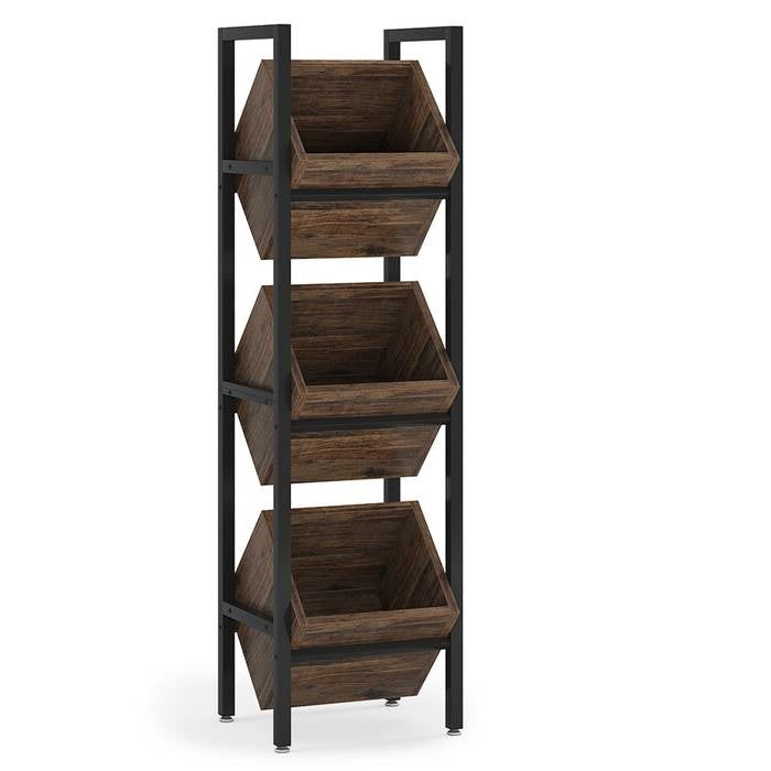 Rustic Farmhouse Industrial 3 Bin 36 Bottle Wine Rack Storage Display Shelf HomePacific