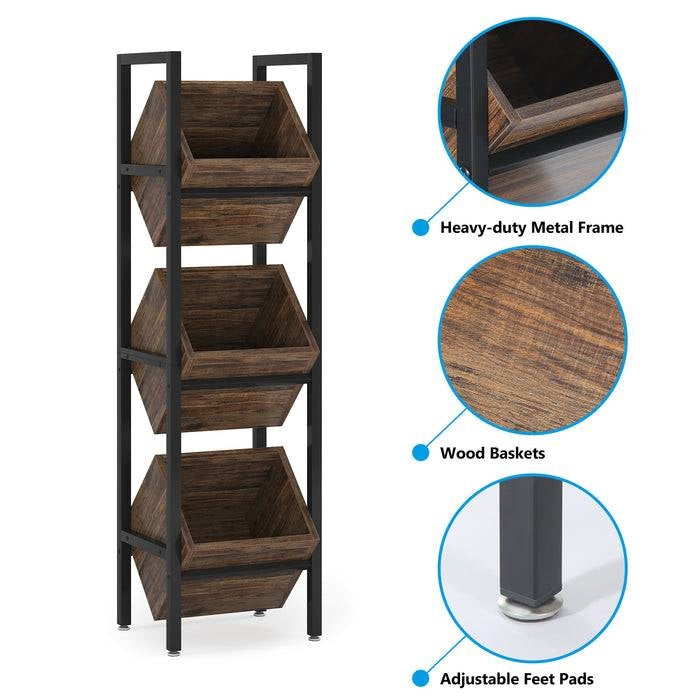 Rustic Farmhouse Industrial 3 Bin 36 Bottle Wine Rack Storage Display Shelf HomePacific