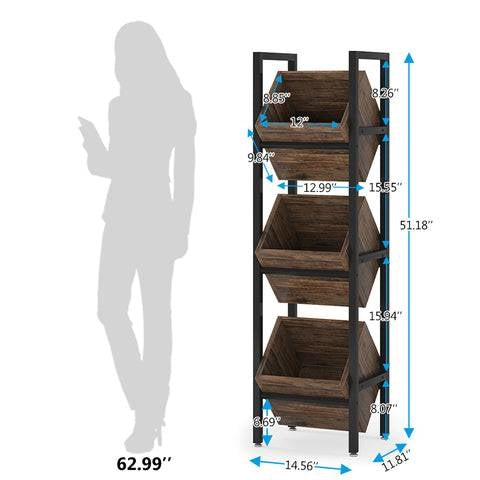 Rustic Farmhouse Industrial 3 Bin 36 Bottle Wine Rack Storage Display Shelf HomePacific