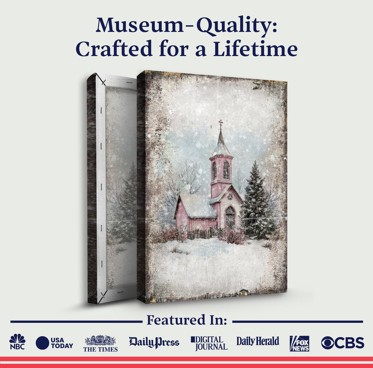 Vintage Church Christmas Wall Art Tailored Canvases