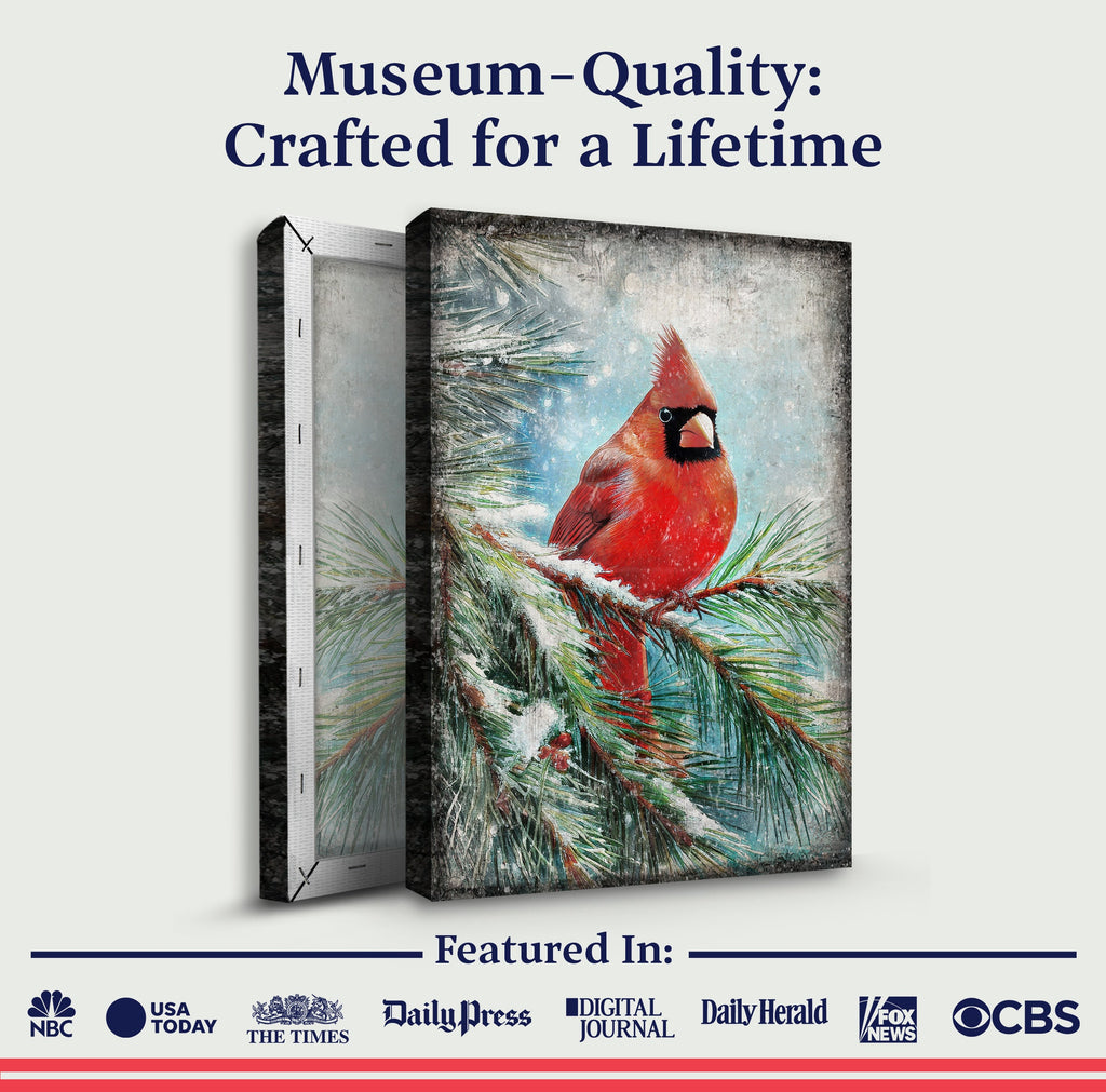Vintage Cardinal Christmas Wall Art Tailored Canvases