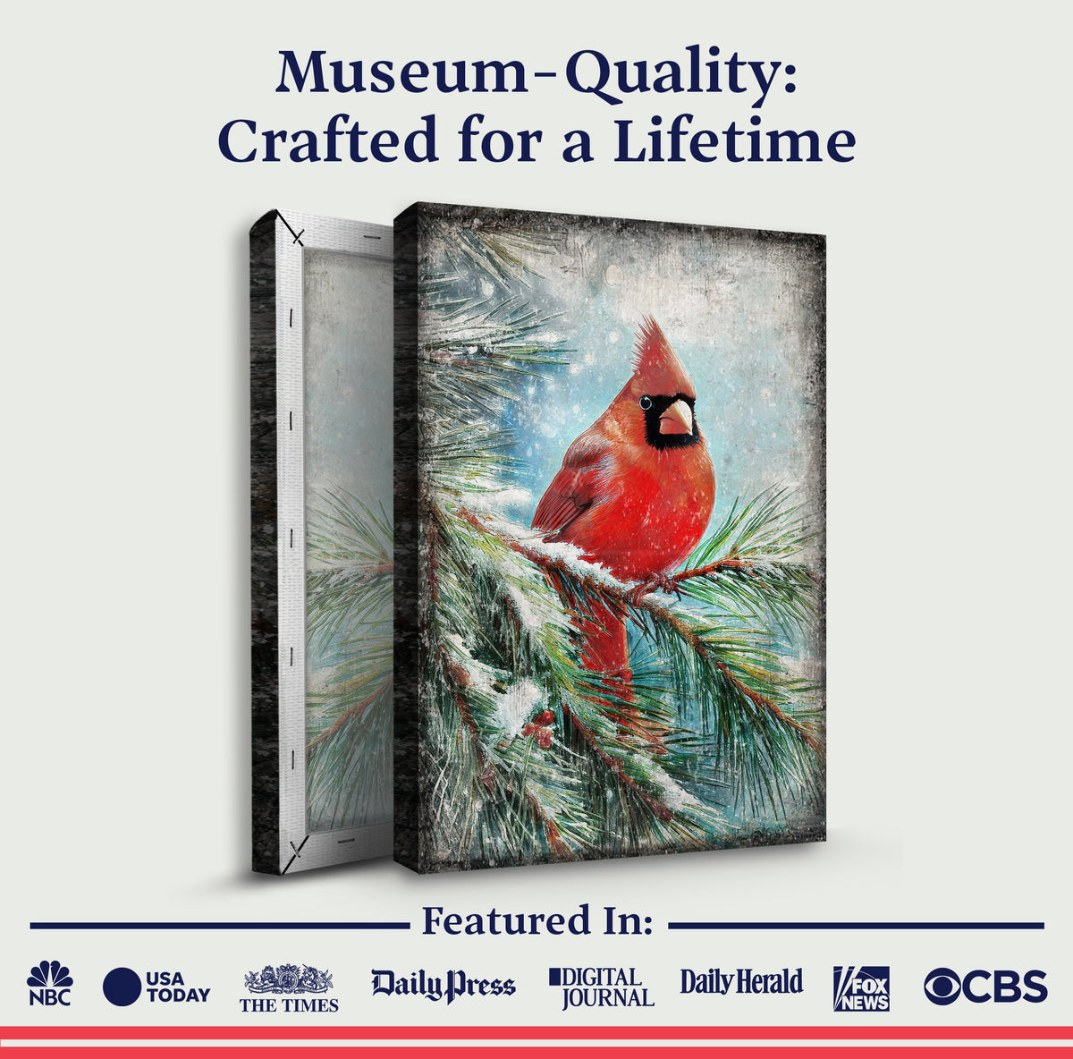 Vintage Cardinal Christmas Wall Art Tailored Canvases