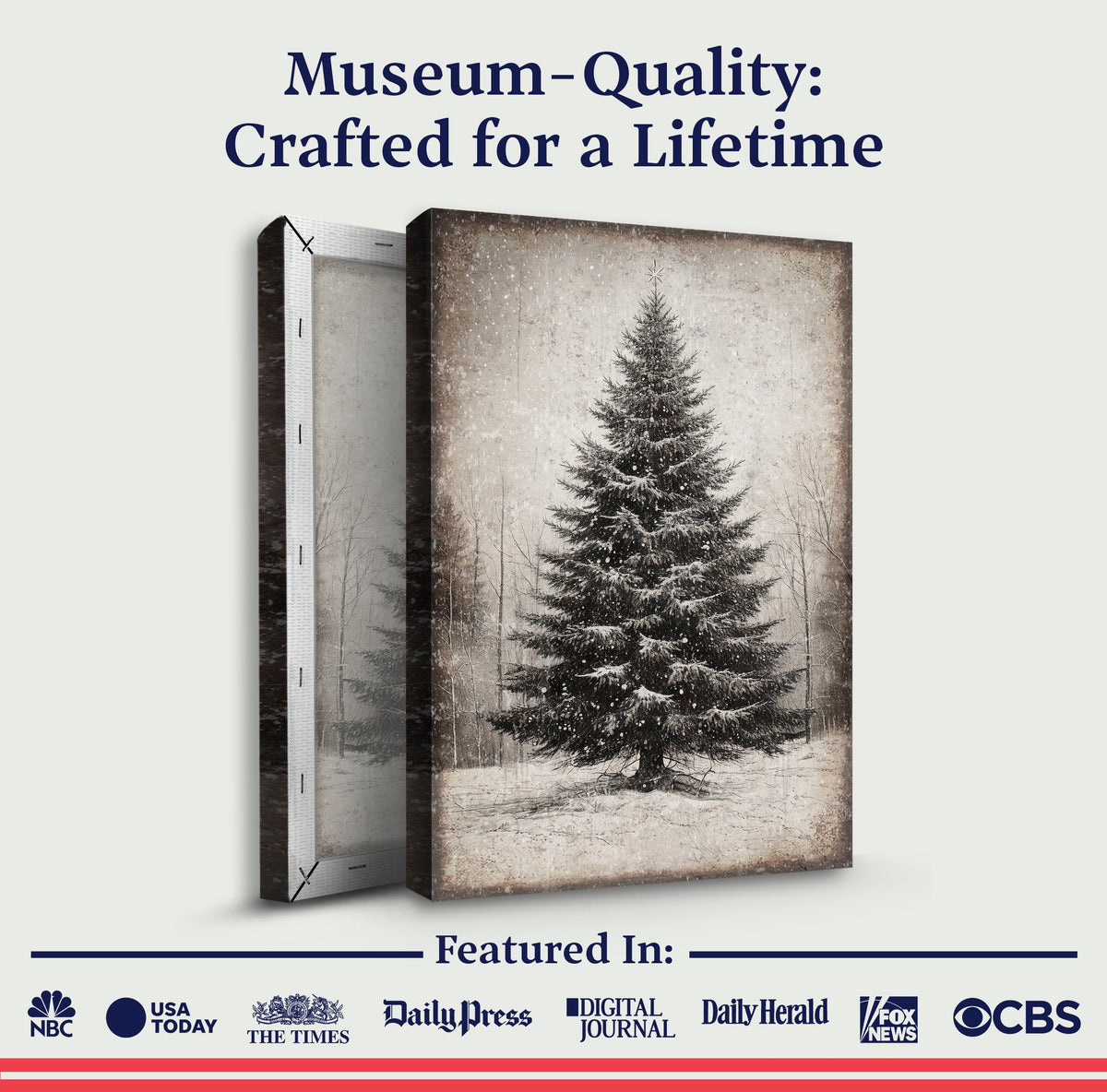 Vintage Christmas Tree Wall Art III Tailored Canvases