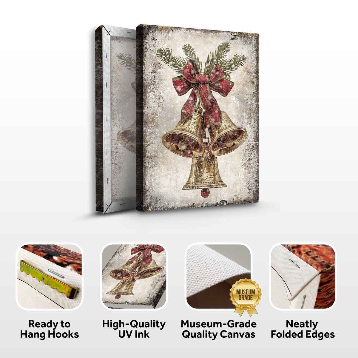 Vintage Christmas Bells Wall Art Tailored Canvases