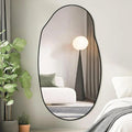 Irregular Wall Mirror, Black Asymmetrical Bathroom Mirror, Oval Aesthetic Mirror, Full Length Mirror, Shatterproof Black Bathroom Mirrors MIRRORONS