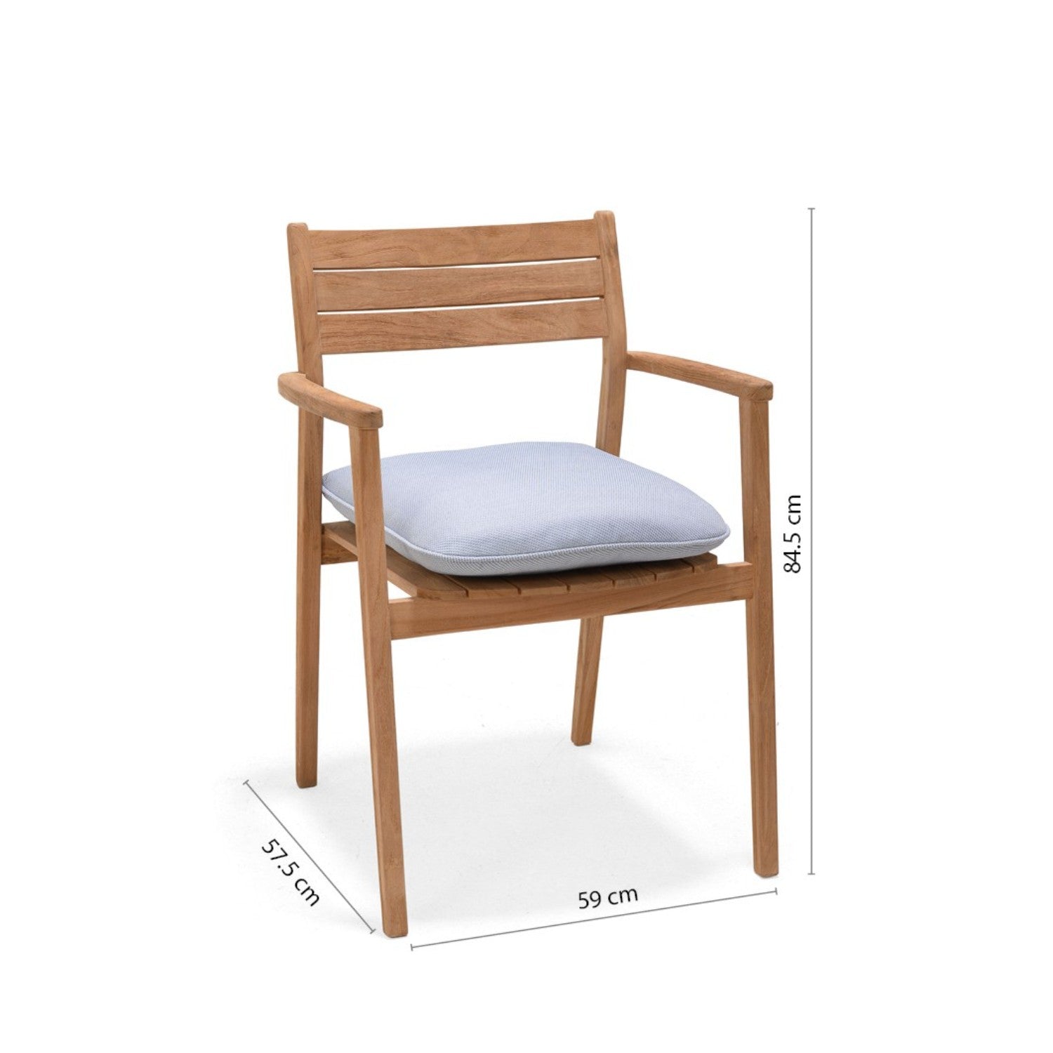 Jade Teak Stacking Armchair - Cushion Copen Blue LifestyleGarden US