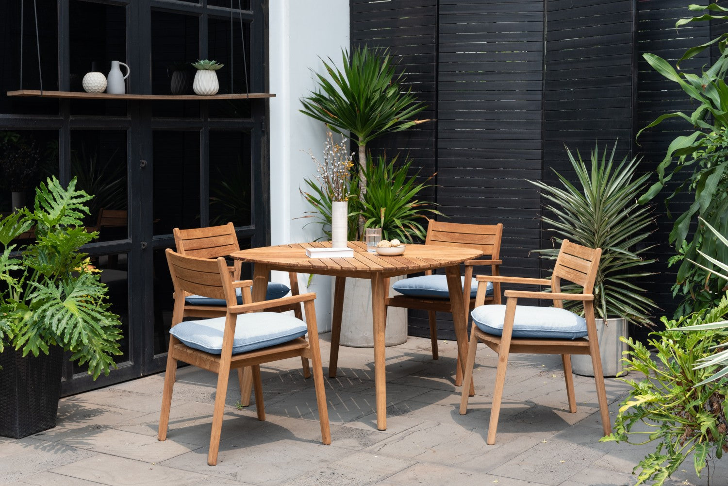 Jade Teak Stacking Armchair - Cushion Copen Blue LifestyleGarden US