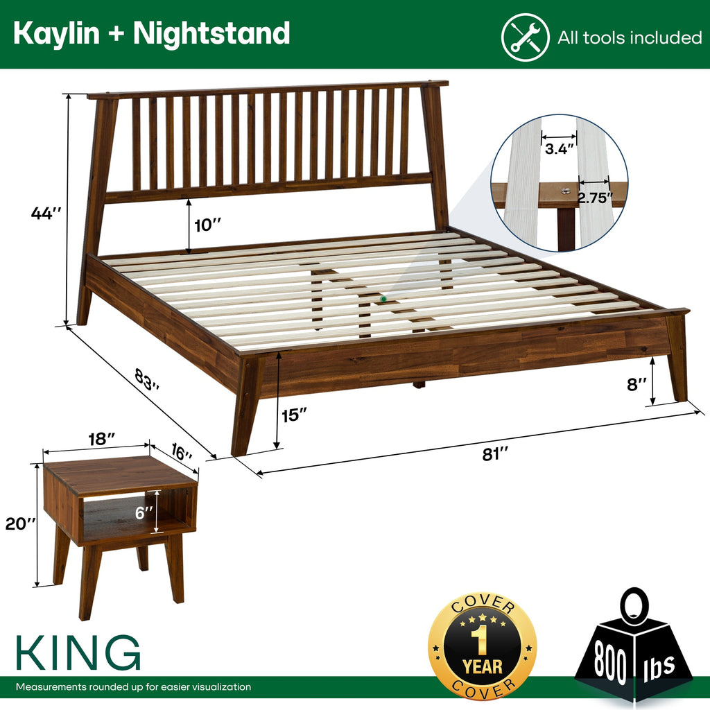 Kaylin Solid Wood Bed Frame Megsu