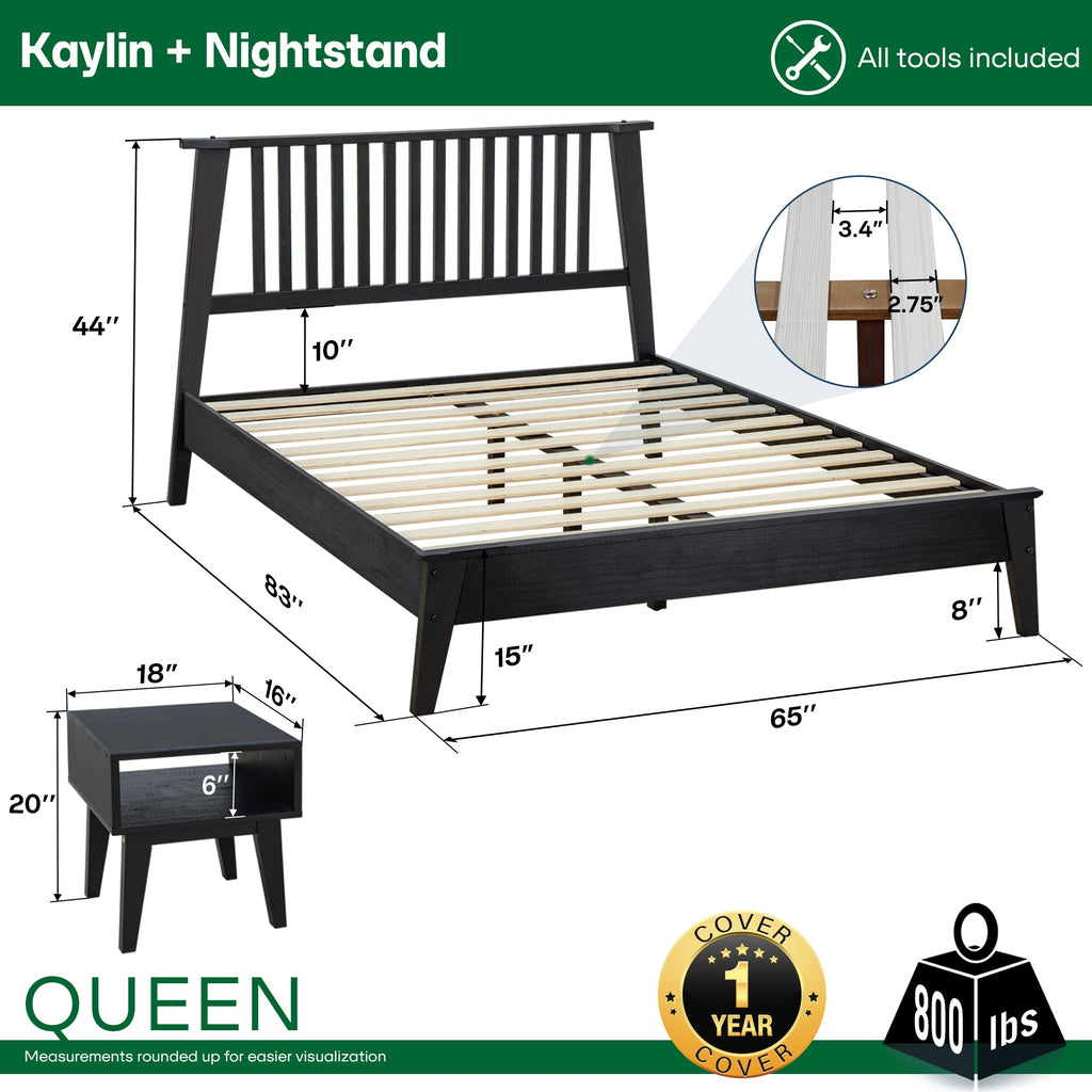 Kaylin Solid Wood Bed Frame Megsu