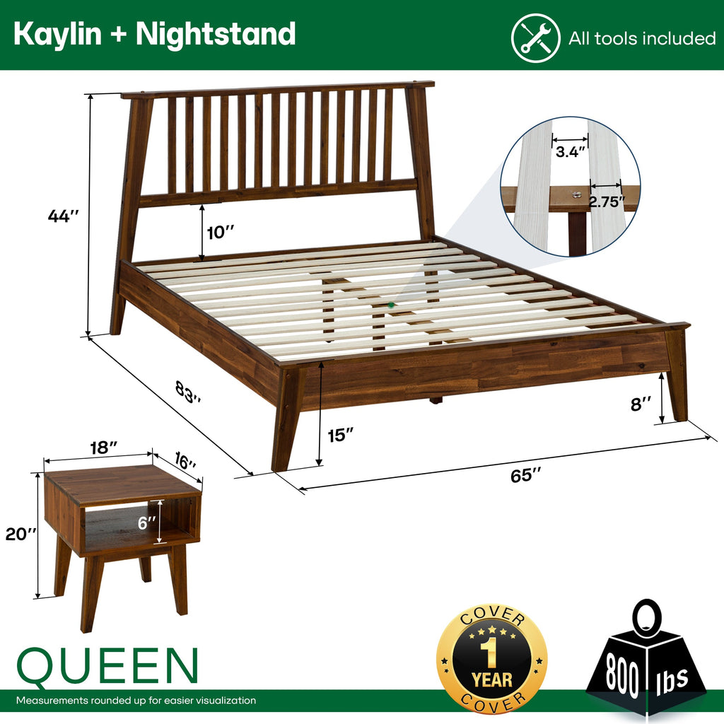 Kaylin Solid Wood Bed Frame Megsu