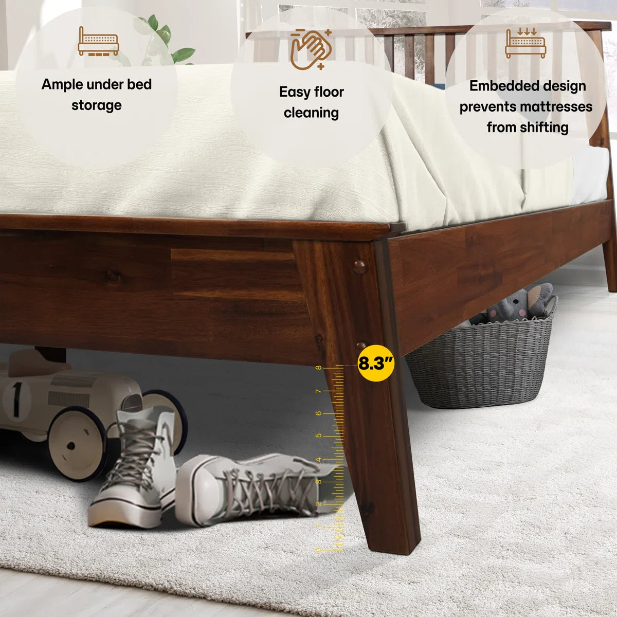 Kaylin Solid Wood Bed Frame Megsu