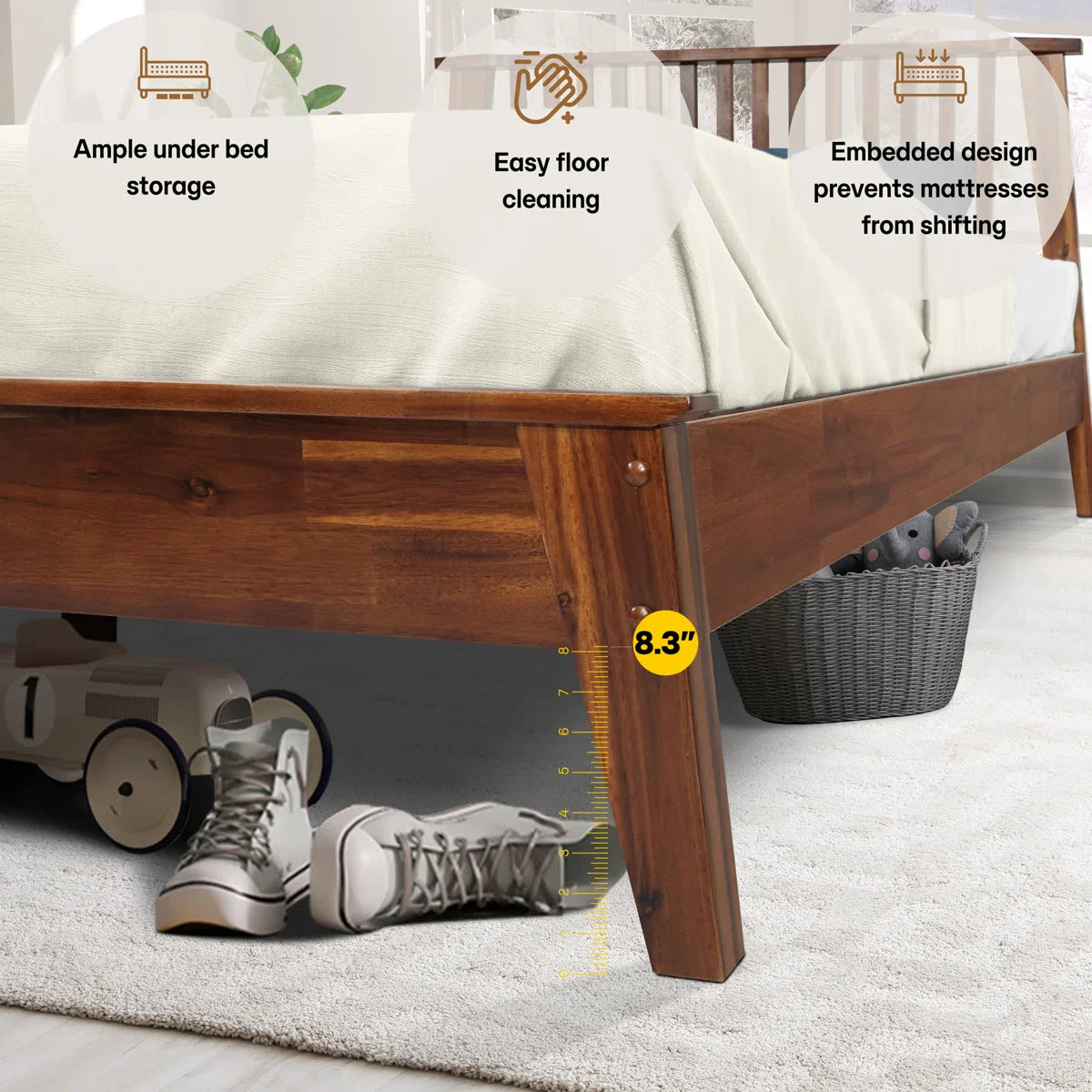 Kaylin Solid Wood Bed Frame Megsu