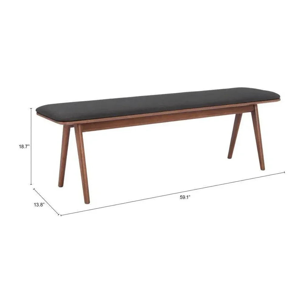 Kazwali Wood Black and Walnut Bench LOOMLAN