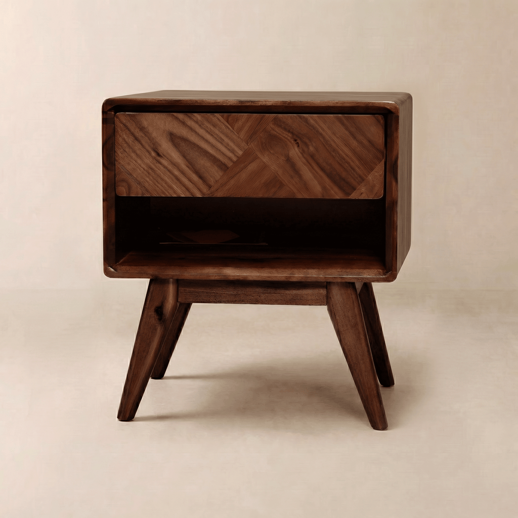 Laden Handcrafted Solid Wood Nightstand Megsu