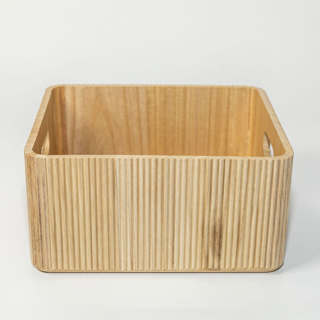 Wooden Ribbed Bins – Natural Horderly