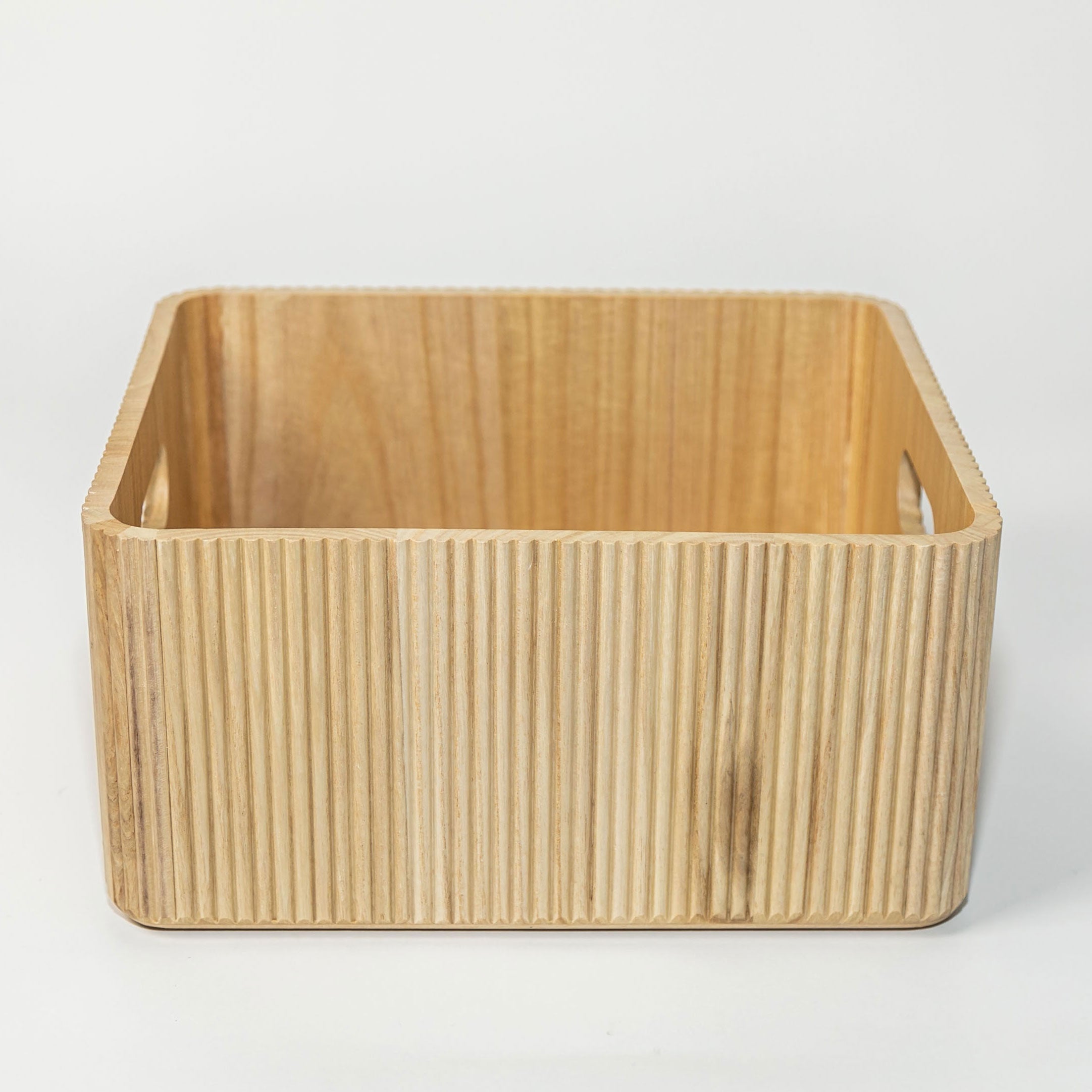 Wooden Ribbed Bins – Natural Horderly