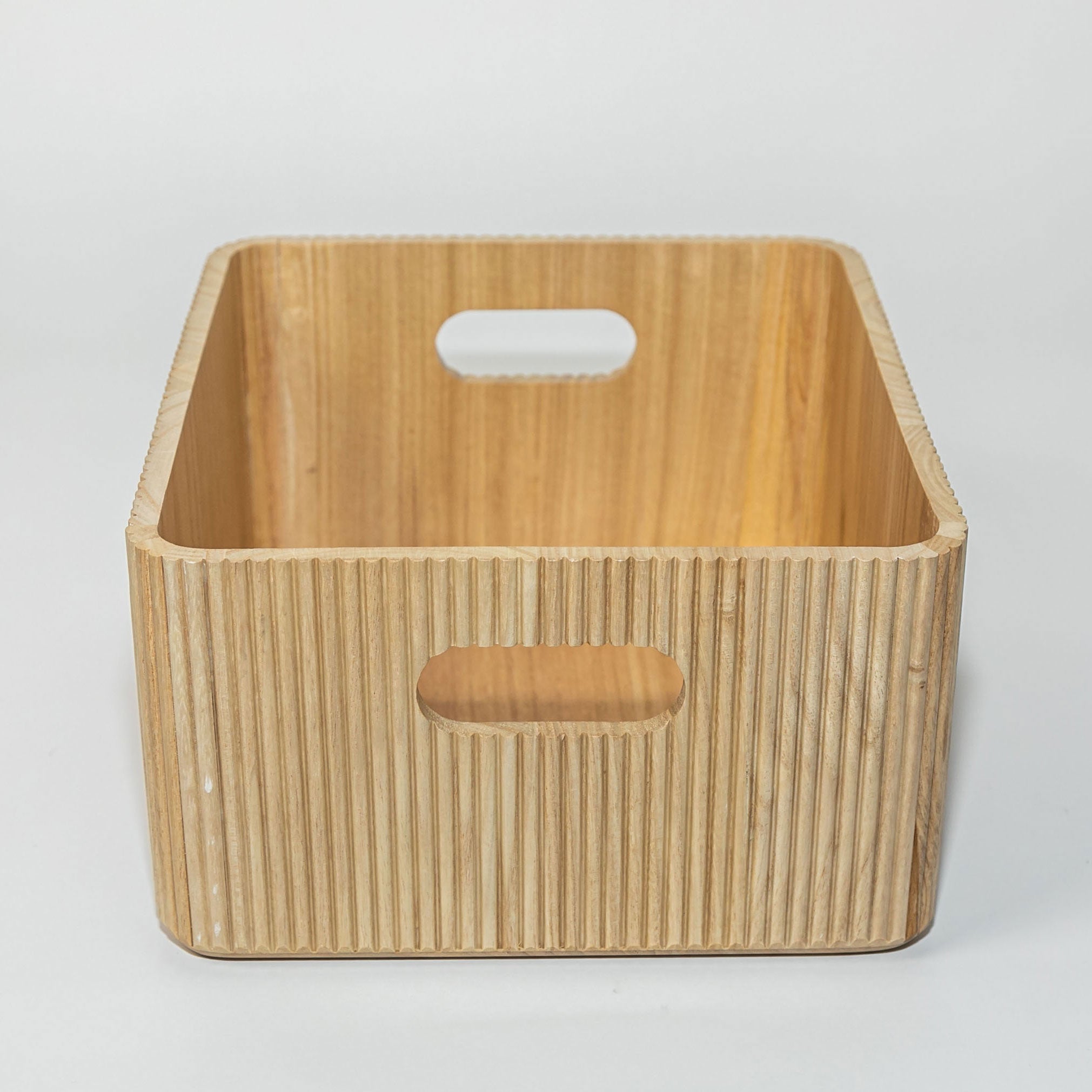 Wooden Ribbed Bins – Natural Horderly