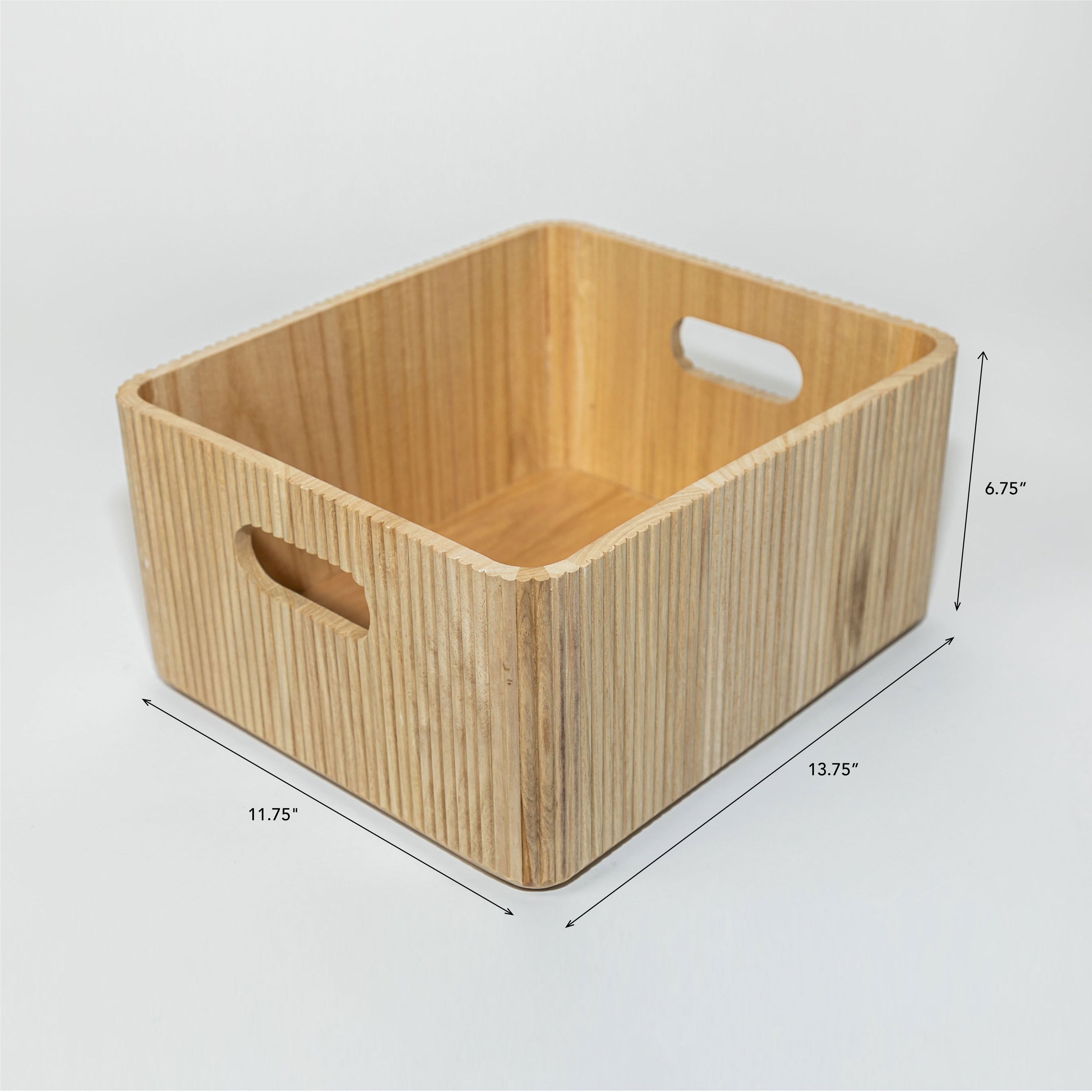 Wooden Ribbed Bins – Natural Horderly