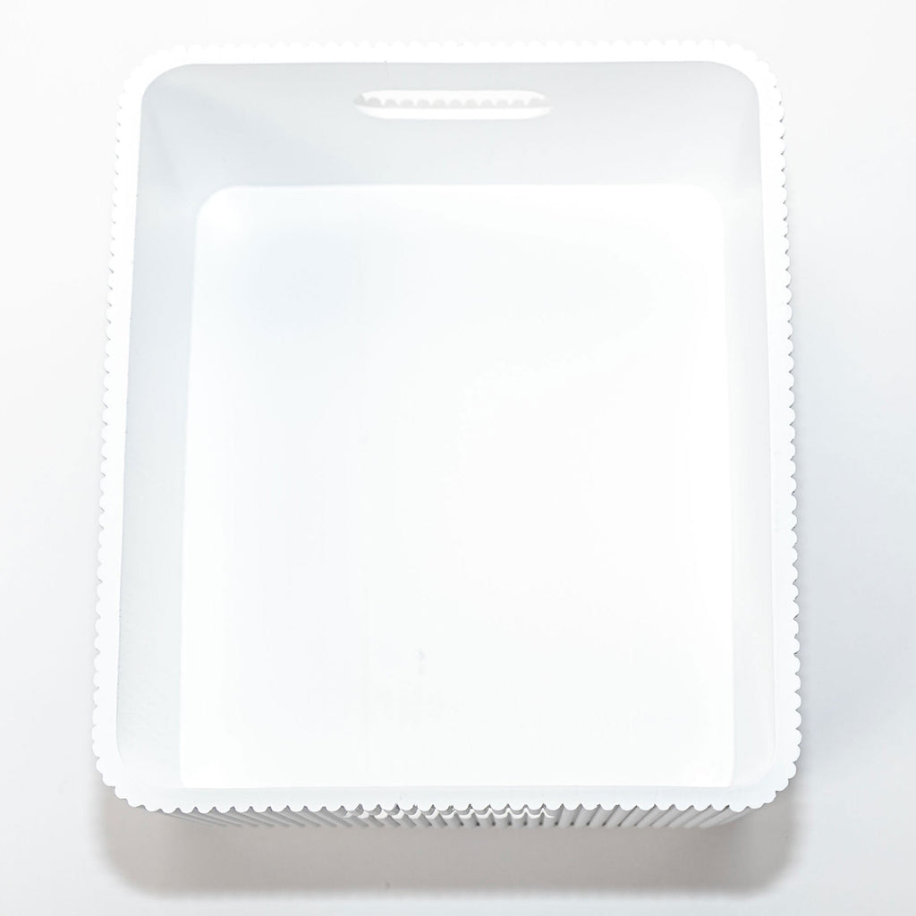Wooden Ribbed Bins – White Horderly