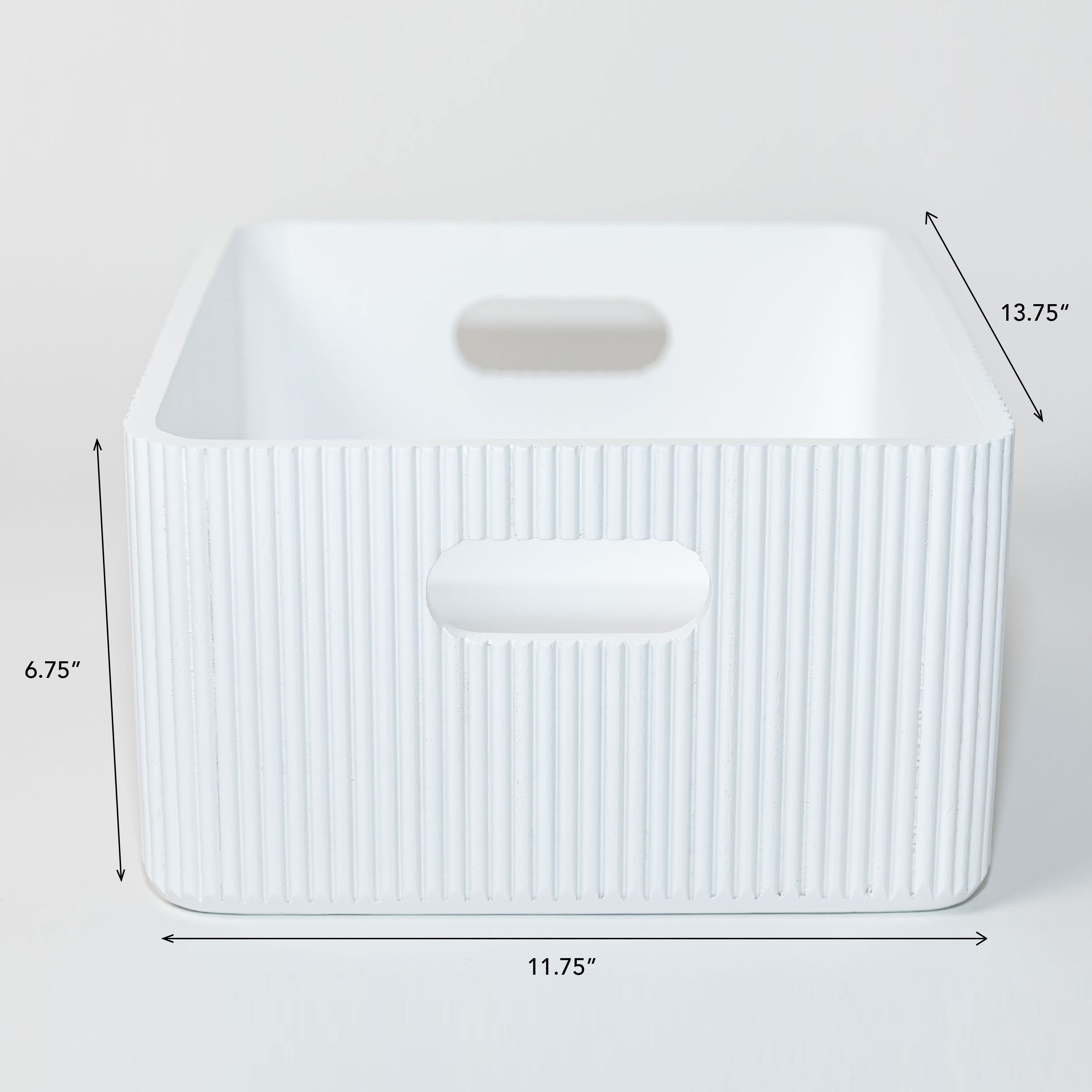 Wooden Ribbed Bins – White Horderly