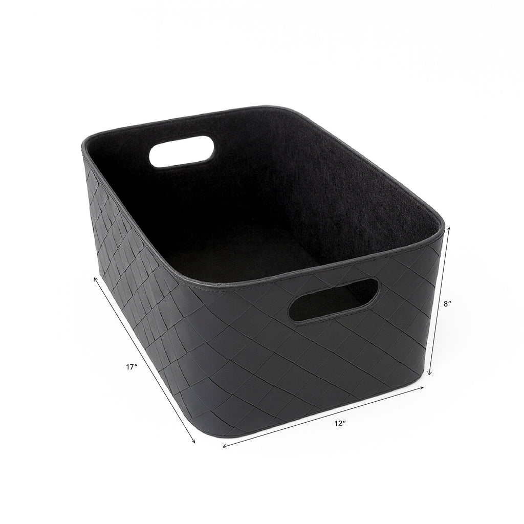 Leather Woven Bin (Black) Horderly