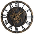 Large Wall Clock 27" Gear Clock with World Map-Brown DirectDeals