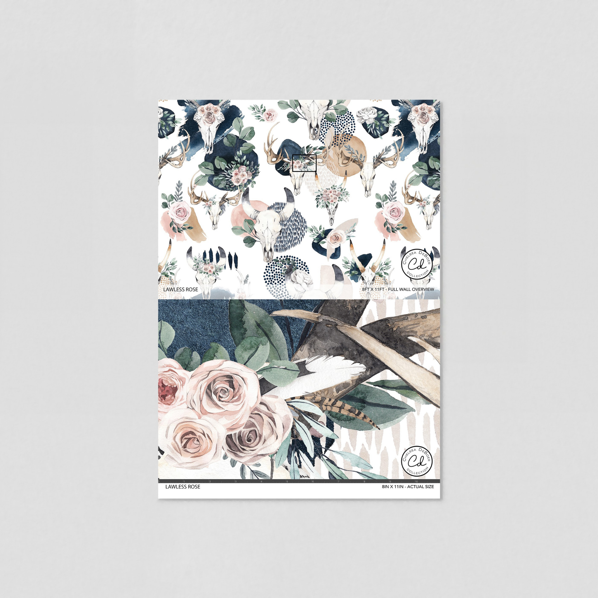 Lawless Rose Wallpaper - 10 FT H X 15.8 FT W LUXE WALL BLUSH