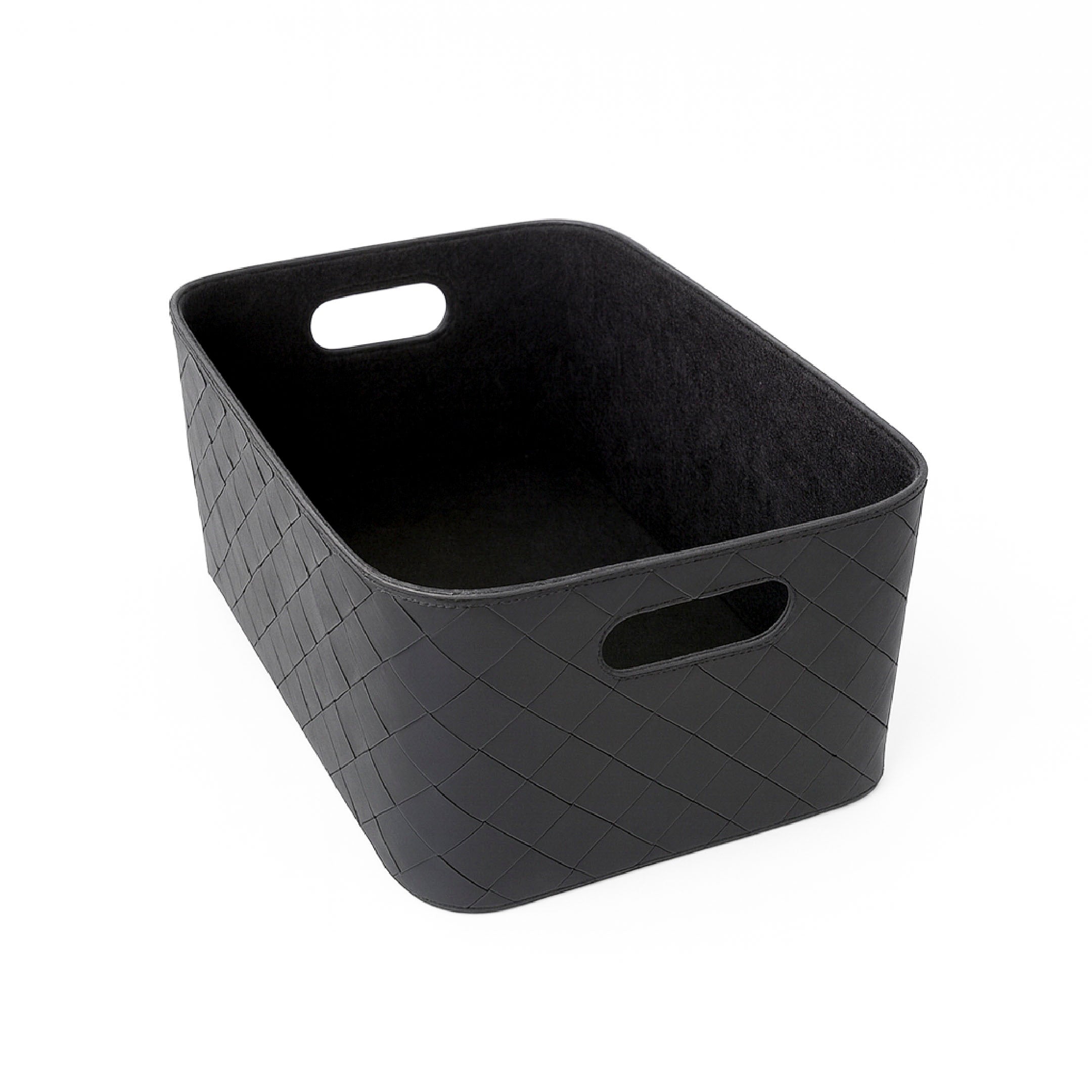 Leather Woven Bin (Black) Horderly