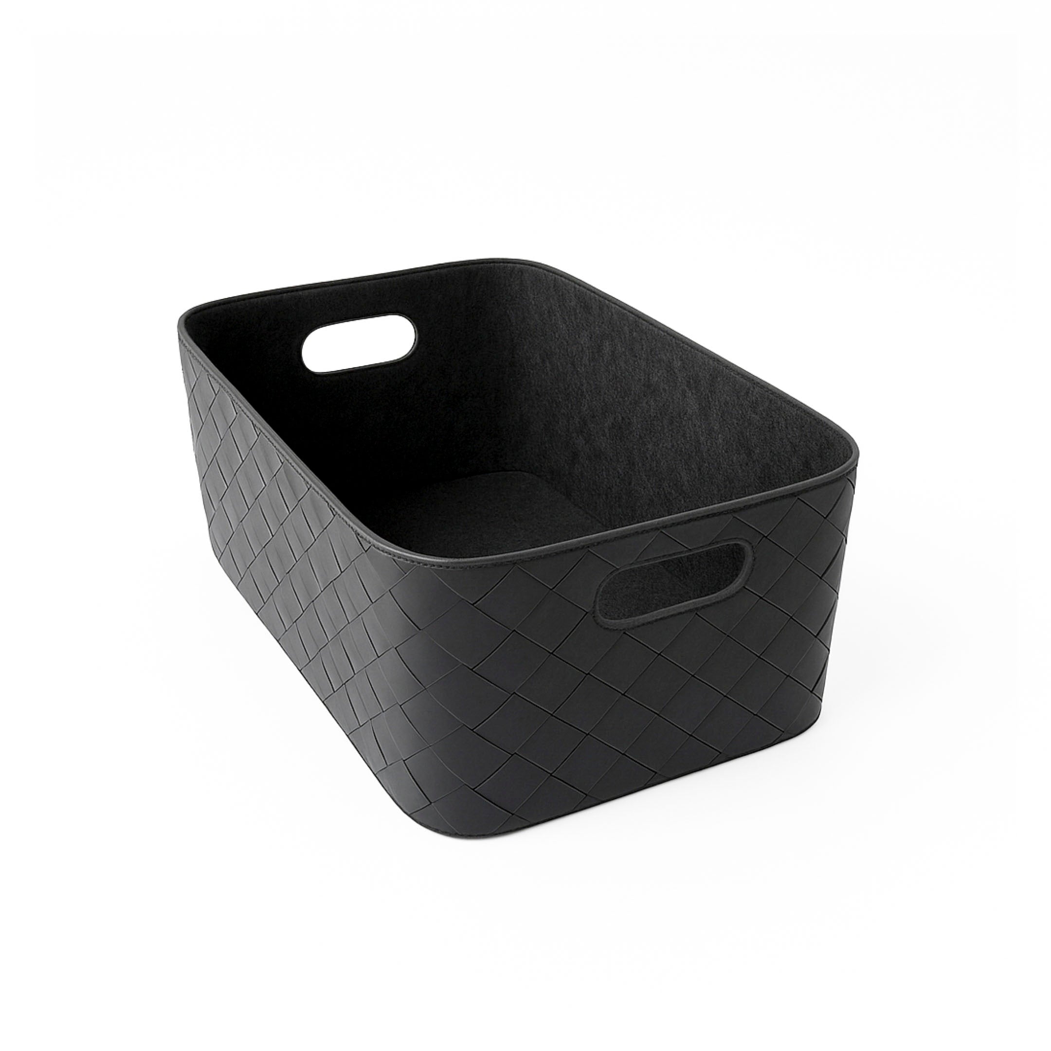 Leather Woven Bin (Black) Horderly