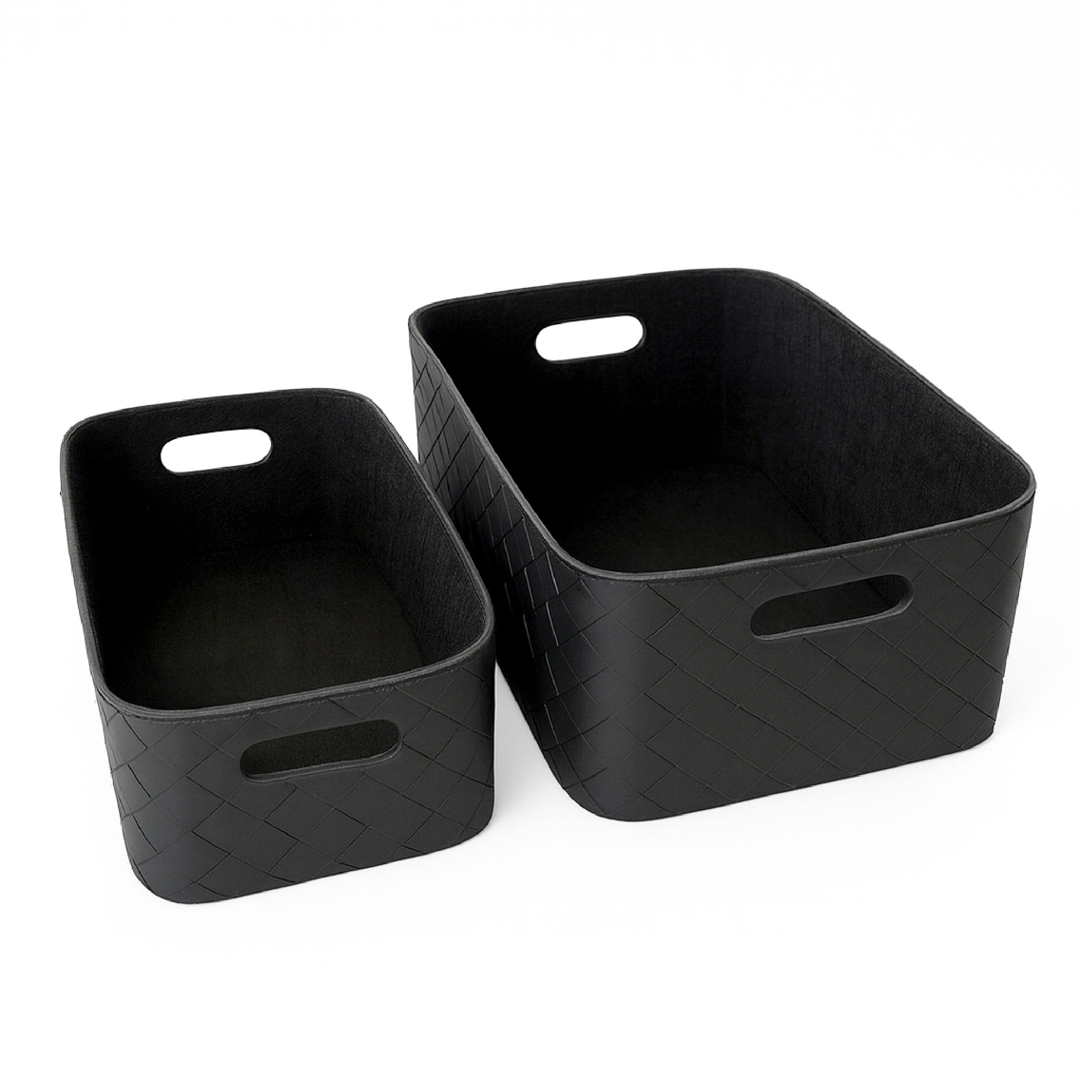 Leather Woven Bin (Black) Horderly