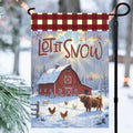 Let It Snow Red Barn Garden Flag Cotton and Crate