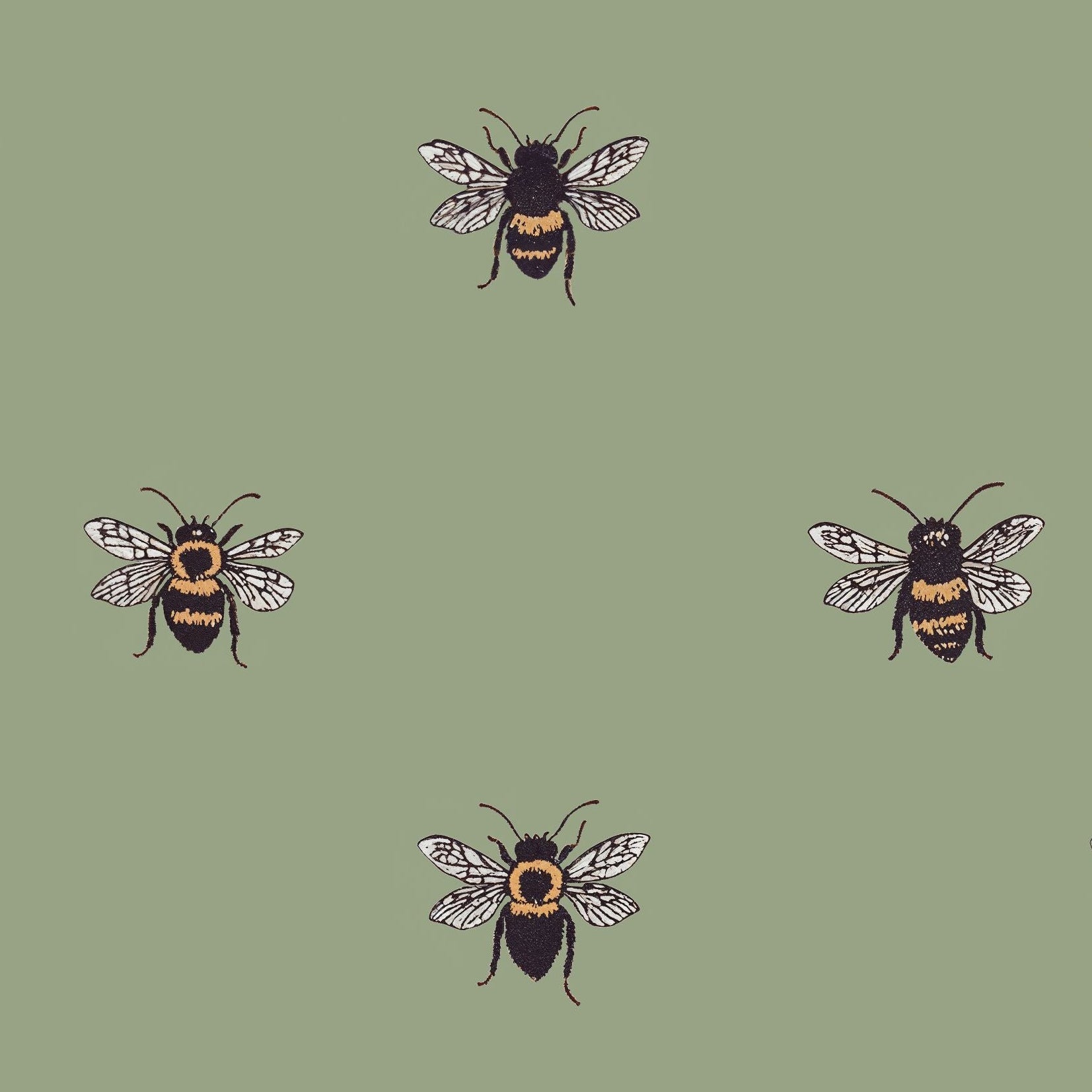 Life of Bees (Green) Wallpaper WALL BLUSH