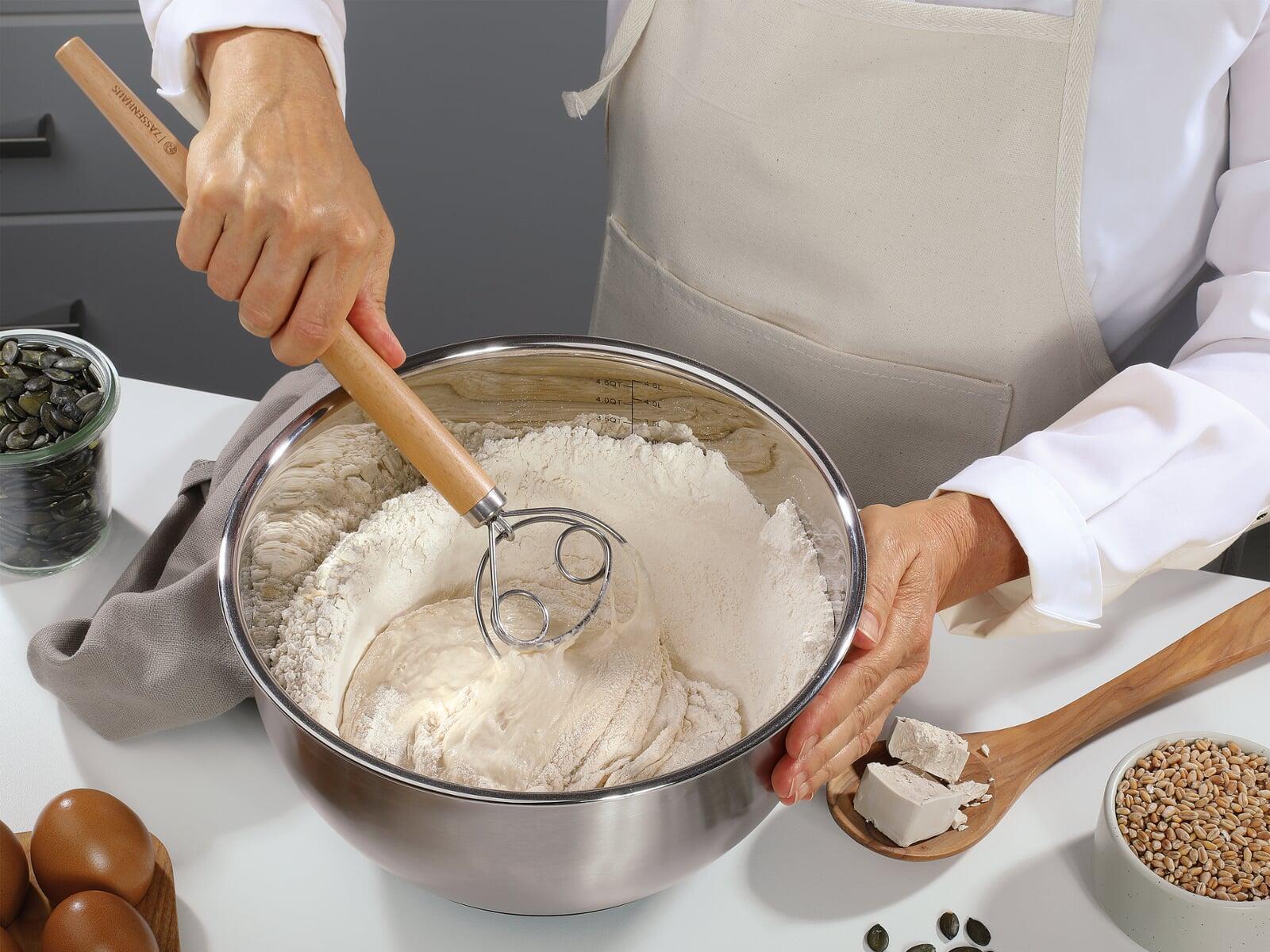 Danish Batter Whisk, Beechwood handle, 13.75" Küchenprofi USA